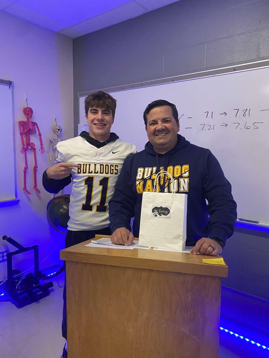 Senior Drew Minor #11 honored Mr. Insley as his Playmaker with gratitude for making a positive impact during his journey as a Bulldog!  We look forward to recognizing Mr. Insley and all Playmakers during Senior Night on Friday! <a href="/DrewMinor_11/">Drew Minor</a> <a href="/bminor14/">Robert Minor</a> <a href="/MinorKelly1977/">Kristin Minor</a> <a href="/OFfootball1/">OFfootball</a>