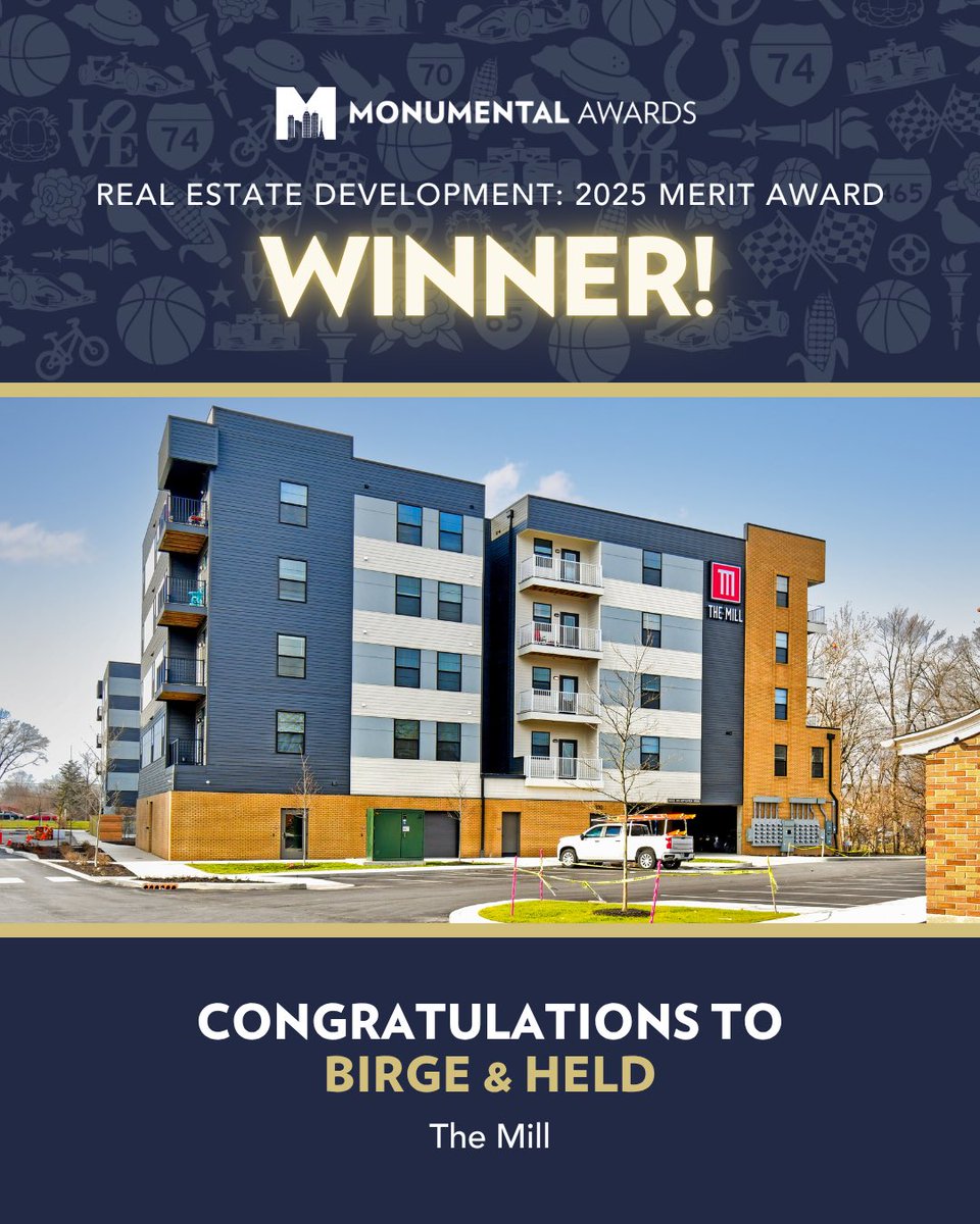 Join us in congratulating <a href="/birgeandheld/">Birge & Held</a>, our #MeritAward winner in the #RealEstateDevelopment category at this year’s #MonumentalAwards for The Mill in #Shelbyville!