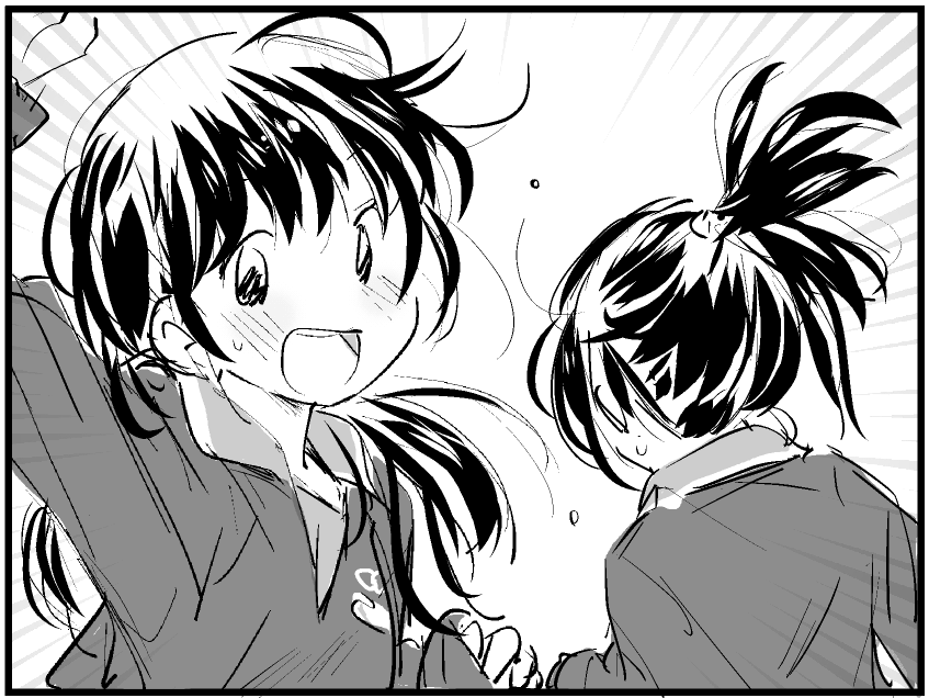 今朝も冷えるので、熱を発してそうなポニテ二人組の絵を再掲します。 
