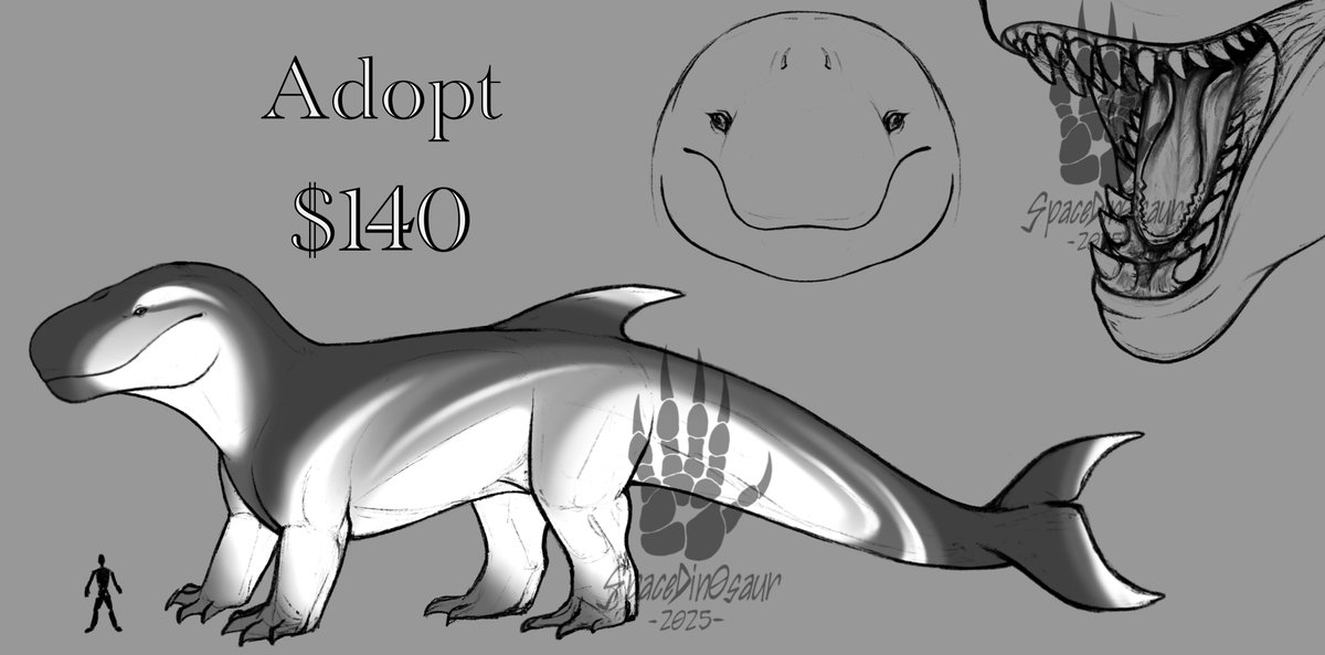 Space_Din0saur's tweet image. My Livyatan inspired leviathan! Looking to sell her to a good home. 

If you want, a higher offer will receive a more refined lineart ref, rather than the current sketchy look. 

Buyer also gets a color palette and watermark free version!
#adopt #adoptable #charactersale
