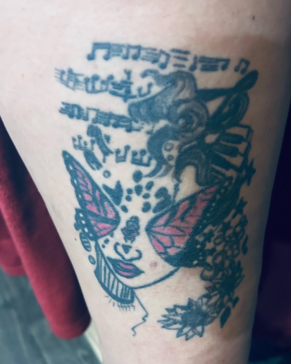 My tattoo is very similar to the art in <a href="/machinegunkelly/">blonde don</a> ‘s house.  Piano and a guitar and some strings thrown in it. 🤷🏻‍♀️ 
We also had matching pianos at one time, it literally looked like he was in my house playing mine 🤣♥️