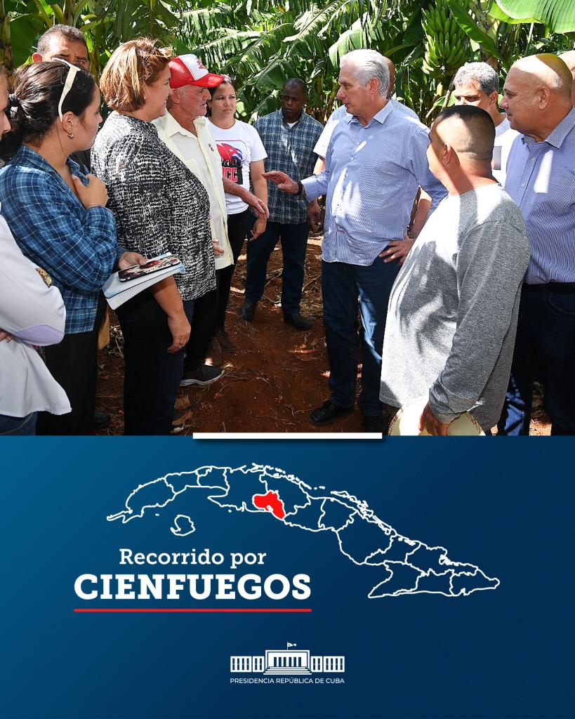 🇨🇺| Por el municipio de Aguada de Pasajeros, en Cienfuegos, prosiguió el Presidente <a href="/DiazCanelB/">Miguel Díaz-Canel Bermúdez</a> este miércoles su recorrido por entidades que aportan desde la localidad al desarrollo del país.

🧵