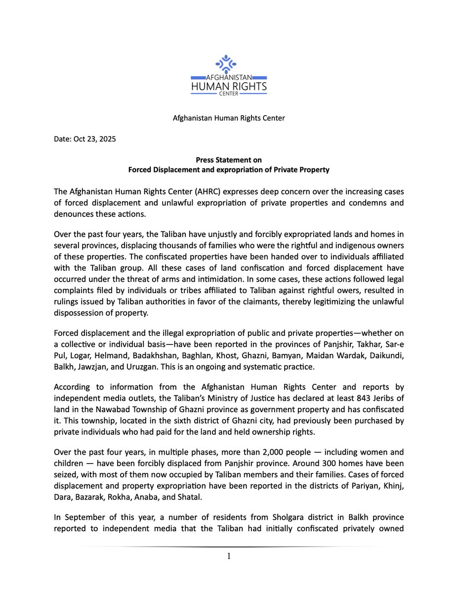 Afghanistan Human Rights Center tweet media