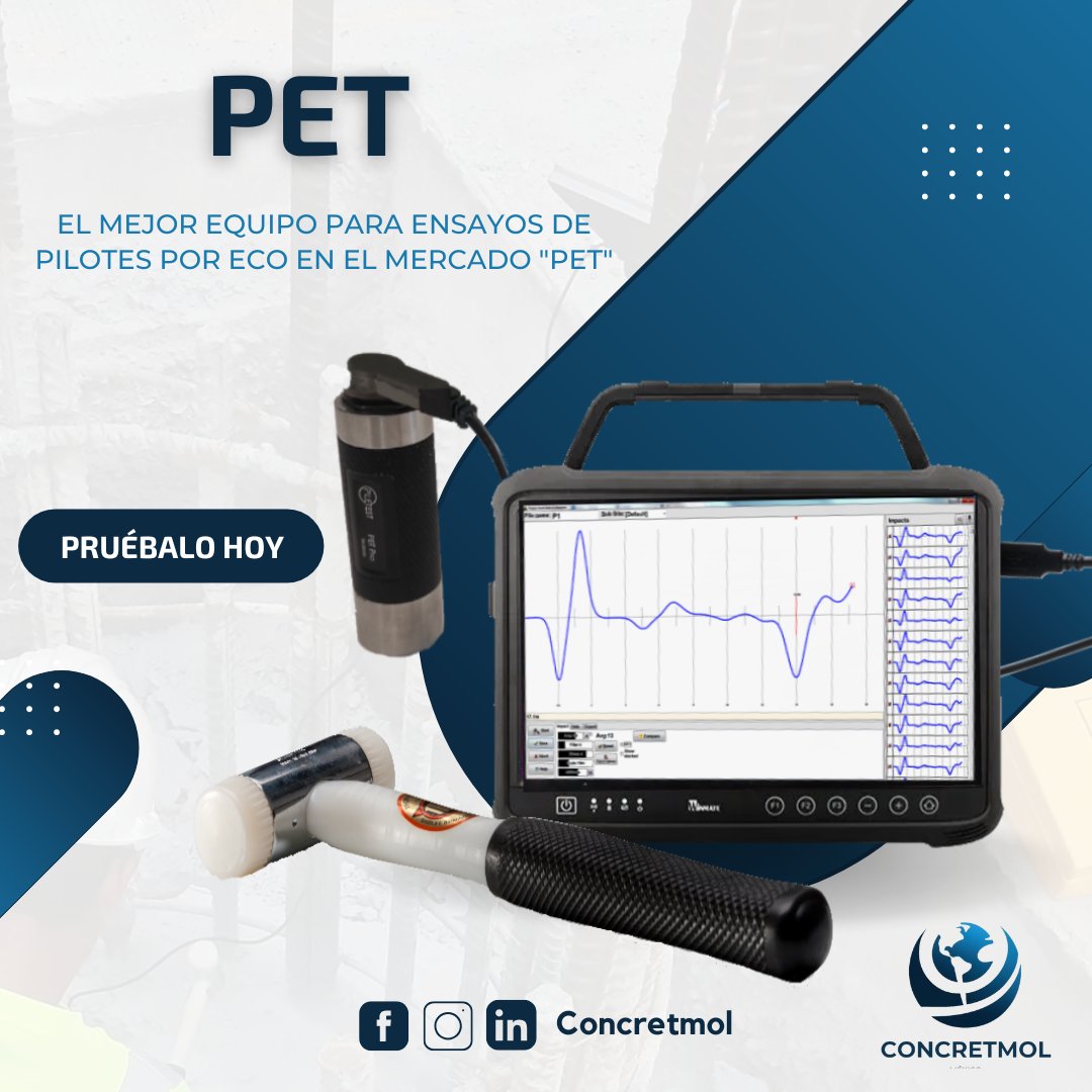 concretmol's tweet image. PET – Pile Echo Tester 🌐
Evalúa la integridad de pilotes de forma rápida y no destructiva mediante el método Pulse-Echo (PEM).

Cumple con las normas ASTM D5882-16 y AFNOR P160-2,4, garantizando resultados confiables y de alta calidad. 

#Concretmol #Piletest #Geotecnia #Cimenta