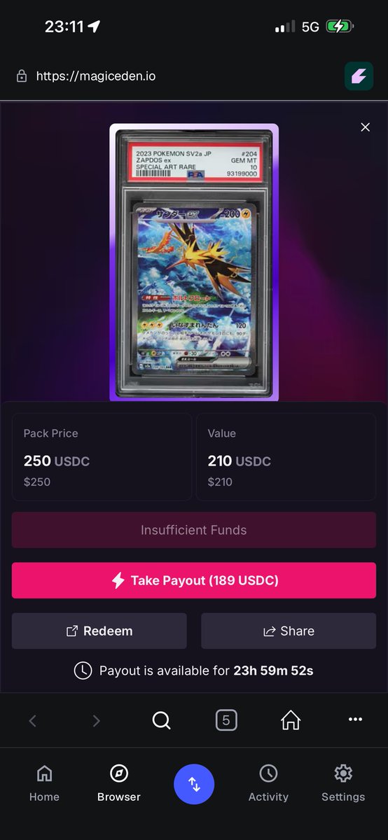 Angry_ETH's tweet image. Hi @MagicEden,
I have a question. I opened multiple packs and was given the option to either redeem or take a payout. However, since I was planning to buy more packs, I closed the screen. How can I return to that screen? When I go back to my profile, it only shows the floor offer…