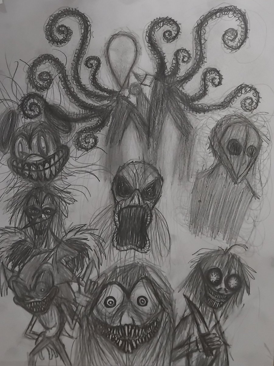 zarkerfire's tweet photo. Con este dibujo finalizamos la primera etapa de #slasherpasta
La segunda etapa consistira en dibujos con todos los personajes y unas cuantas cosas mas...
#slenderman #jeffthekiller #mouseavi #2011x #smiledog #eyelessjack #redkiller #lauthingjack https://t.co/3c5n0D3JLN