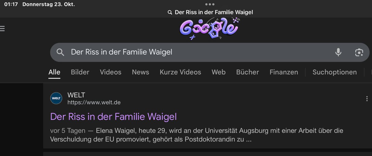 Interessant:
Die Website über die häusliche Gewalt der Familie Waigel findet Google noch , das Link führt ins Leere… 😶‍🌫️
Was da wohl stand?
Antworten unten im Beitrag von <a href="/dieschonwieder/">Chefreporterin Schei$e 💩™️</a> !