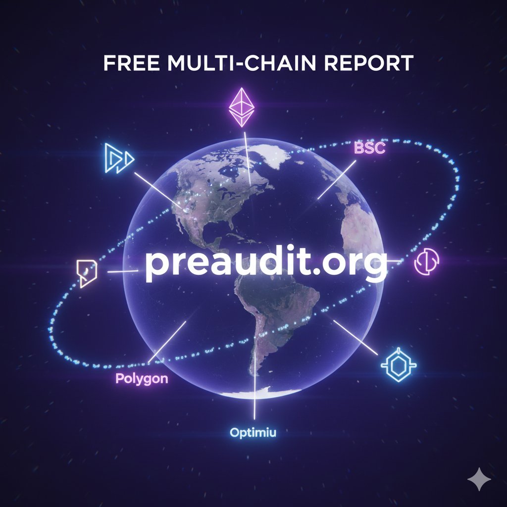 preaudit_org's tweet photo. BSC, ETH, POLYGON, ARB? https://t.co/ILCXga56KH audits ALL chains with one tool. FREE REPORT GENERATOR → https://t.co/3fIMGikuOD #MultiChain #Web3 #Crypto https://t.co/XrOiEUCRhL