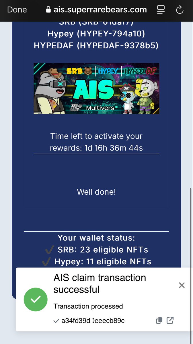 Don’t forget to claim you AIS <a href="/SuperRare_Bears/">SRB LABS 🧪🐻</a> 

AlwaysBullish💜🐻