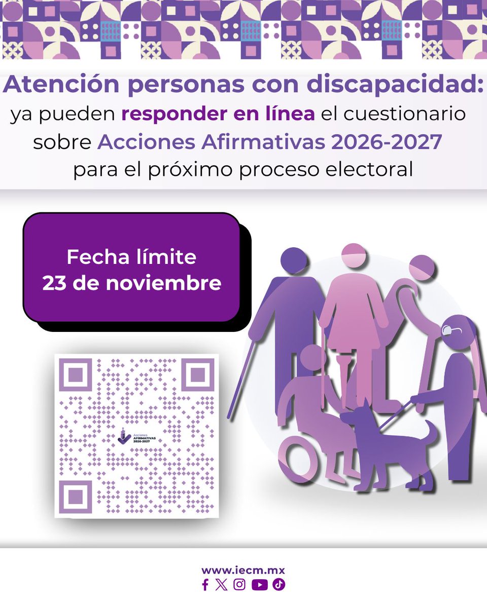 Cada experiencia cuenta. Por eso, queremos escuchar su opinión sobre cómo mejorar su representación en candidaturas para las próximas elecciones.

Al responder el cuestionario, fortalecen la inclusión en el próximo proceso electoral.

Tienen hasta el 23 de noviembre para