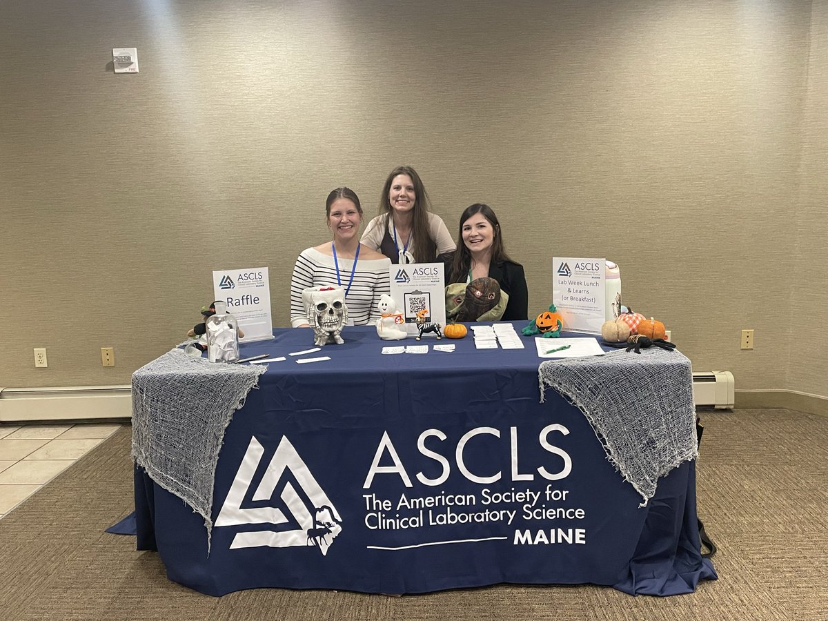 The ASCLS Maine constituent society table was wonderfully represented today at the Northeast Lab Conference by the developing professional Ashlyn Sorel, ascending professional Shannon Fillebrown, and the secretary Sarah Aguirre-Mutter. They did an AMAZING job! <a href="/ASCLS/">ASCLS</a>
