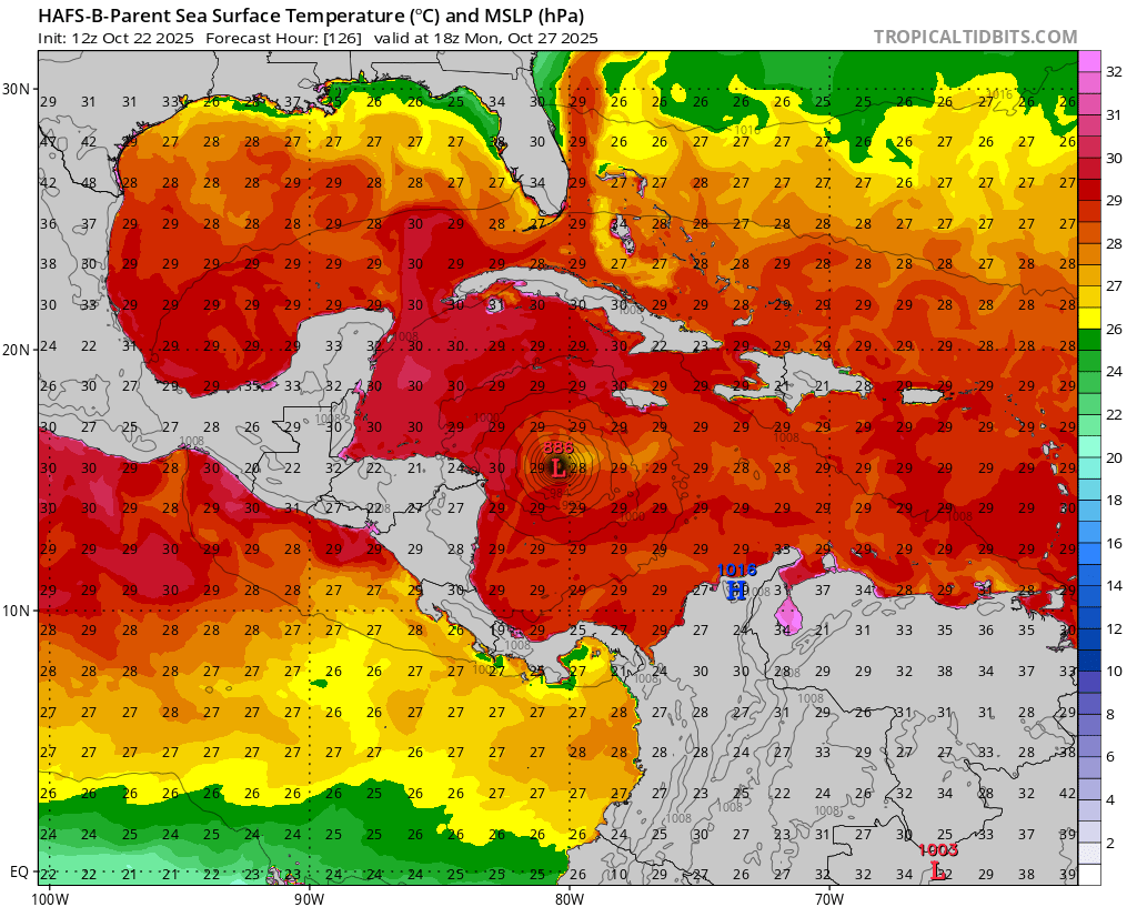 #Melissa could become a bomb if it heads west. I think we could break a couple records with this one. 884mb is crazy! Just goes to show how favorable our atmosphere is. Folks this is a perfect setup for a super hurricane. All rapid intensification limiting factors are wiped clean