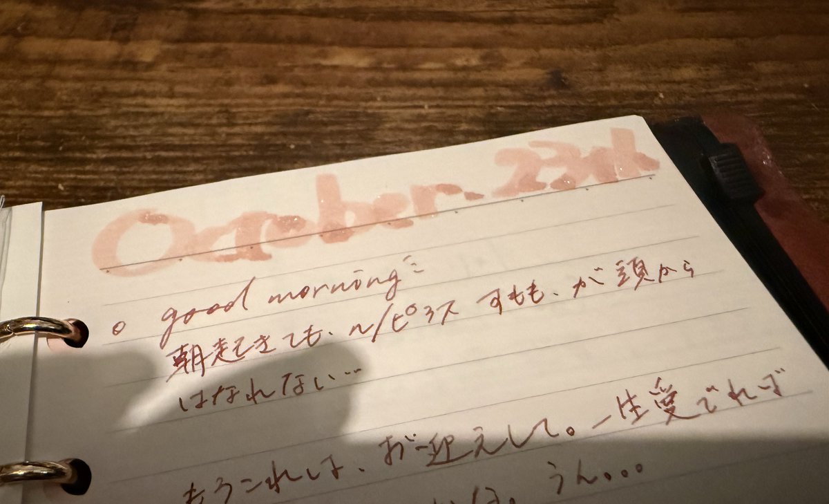 k_k_blove's tweet image. めんたまにもらったお土産のペンで、今日の題字を書いた( ˙꒳​˙  )💜
朝から捗る。
今からお仕事、行きたくなーい:( ˙꒳​˙ ):
 #plotter
 #万年筆
 #システム手帳バイブルサイズ