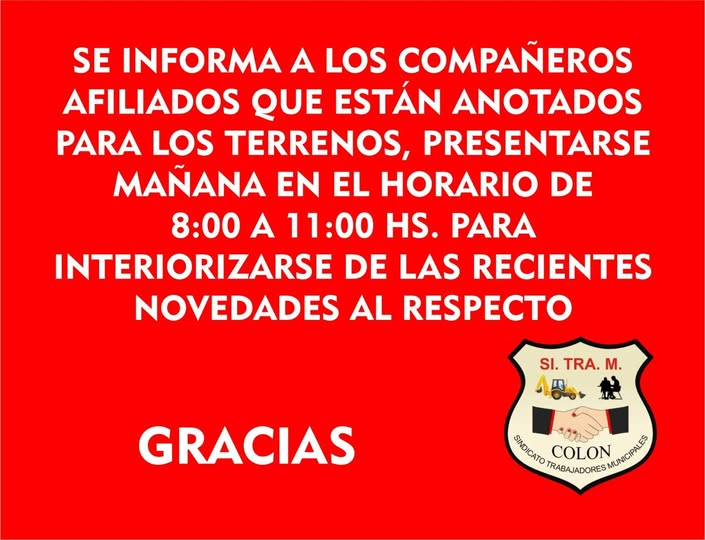 SITRAMColon's tweet photo. ⚠️👷‍♀️👷‍♂️ Atención Trabajadoras y Trabajadores Municipales 🏛️📢💪 https://t.co/sU6U6MHvli