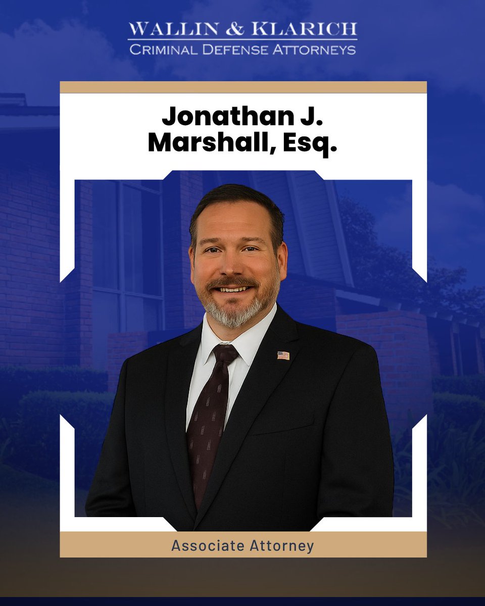 wklaw's tweet image. Meet Attorney Jonathan J. Marshall, one of the dedicated criminal defense lawyers at Wallin & Klarich.
If you or someone you love is facing criminal charges, call 877-4-NO-JAIL or send us a DM for a free consultation.
#wklaw #attorney #introduction #meettheteam #criminaldefense