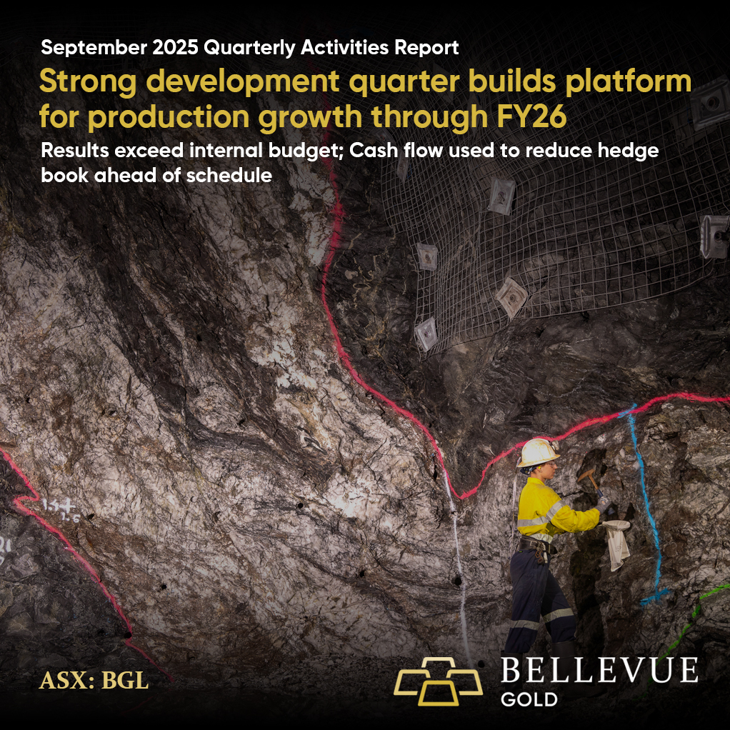 We’re pleased to share our September Quarterly Report.

September 2025 quarterly gold production was 29,120oz with gold poured of 29,950oz, ahead of internal budgets.  Read the full report here: loom.ly/nYpZpE8 

$BGL