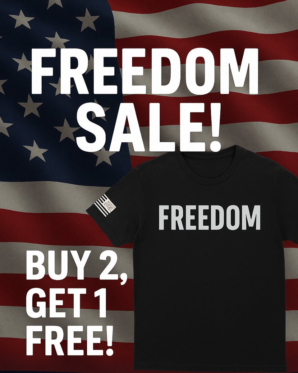 FREEDOM SALE!
With voting season coming up, grab our bold Freedom Shirt — featuring a flag on the sleeve &amp; “FREEDOM” loud and proud across the chest.
🧢 Buy 2, Get 1 FREE!
Want it personalized? Email your order and we’ll customize the back!

craftedtees.net/products/freed…

#FreedomShirt
