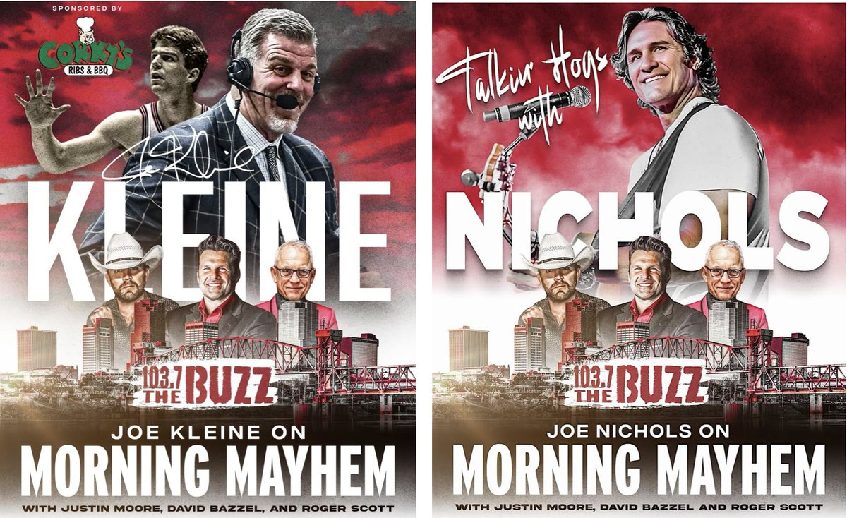 DavidBazzel's tweet photo. Lots of meat on the bone tomorrow on Morning Mayhem @1037TheBuzz  with @CoachBPetrino 7:10 @dmcfadden20 7:35 @mark_may 8:05 @SlaterMoJoe  6:30 @JoeNichols 9:05 and much more from the @SBGolfChamp thanks to @OaklawnRacing https://t.co/2Y9DU6k2KM