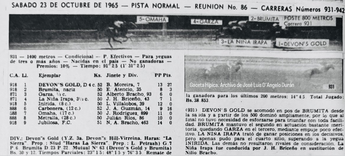 ✍🏼 SE CUMPLEN 60 AÑOS!!!

De la inauguración del alumbrado de la pista del Hipódromo La Rinconada, sábado 23 de octubre de 1965, primer día de carreras nocturnas 

Comenzaron a las 6 y media, la 1ra la ganó Devon’s Gold con Balsamino Moreira y Ladislao Petrash de Haras La Sierra