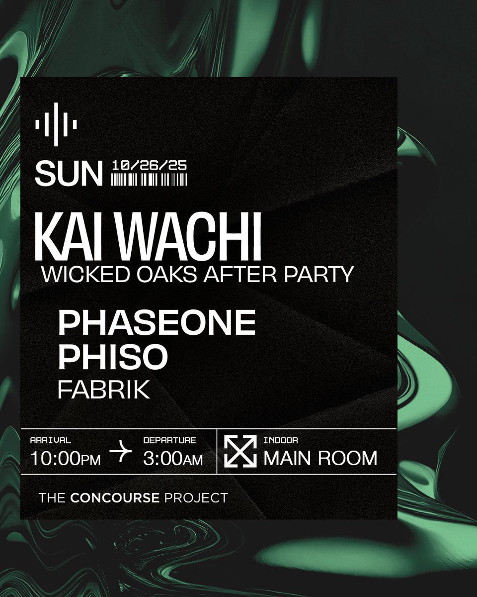 Sunday night turn up with <a href="/KaiWachiMusic/">KAI WACHI</a> for the <a href="/wickedoaksfest/">Wicked Oaks Festival</a> afters 😈 Joined by <a href="/PhaseOneAU/">PhaseOne</a>, <a href="/phisodubs/">Phiso</a>, and FABRIK 🔥

Get tickets: concourseproject.com
