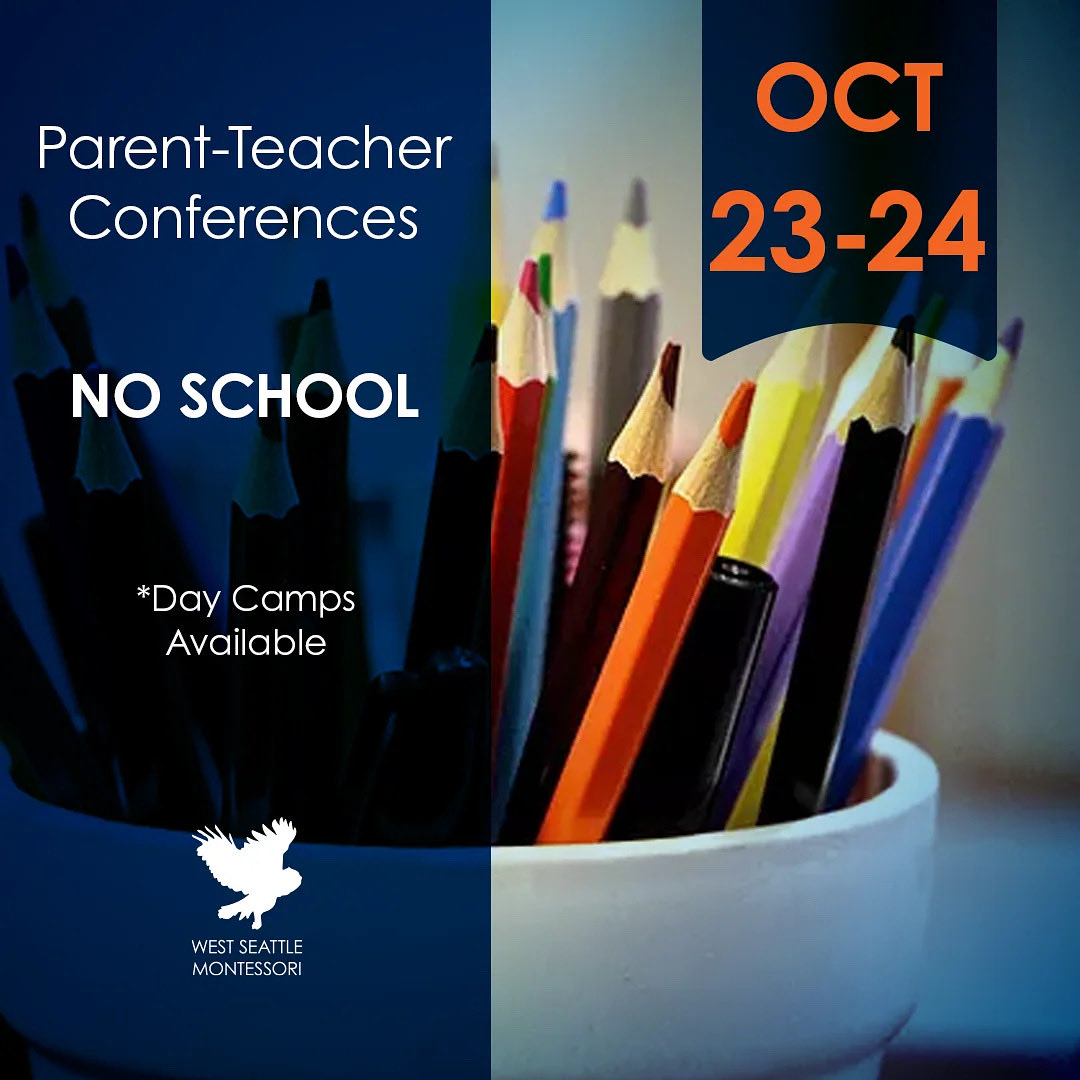 wsms_montessori's tweet image. October 23-24

PARENT-TEACHER CONFERENCES
No School for students

*Day camps available.

#parentteacherconferences #noschool #wsms #westseattlemontessori #westseattle #arborheights #greatseattleschools #burien #greatburienschools #whitecenter #shorewood #montessorieducation