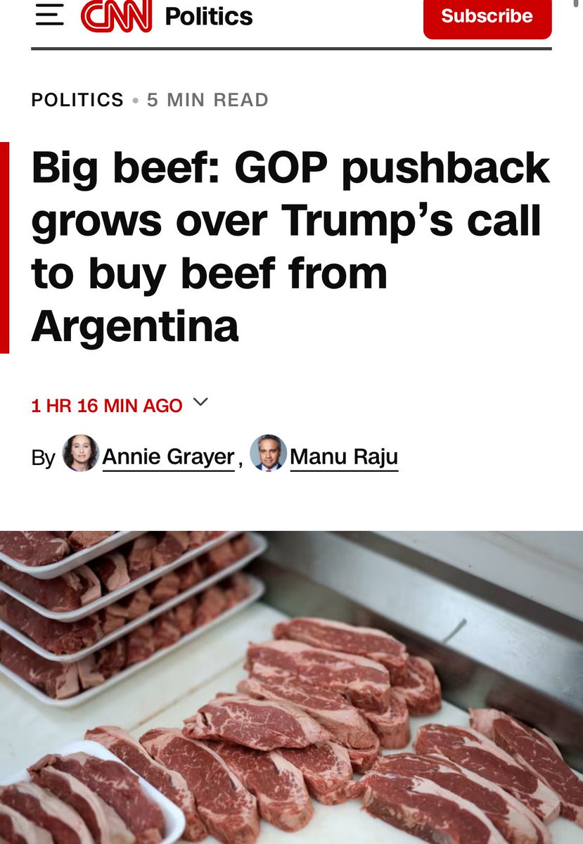 Todd Armstrong, the owner of a 200-year-old family cattle and crops farm in Indiana, voted for Trump in 2024 but feels abandoned by the president now for suggesting a deal for the US to buy beef from Argentina.

“What frustrates me about this whole move is President Trump ran on