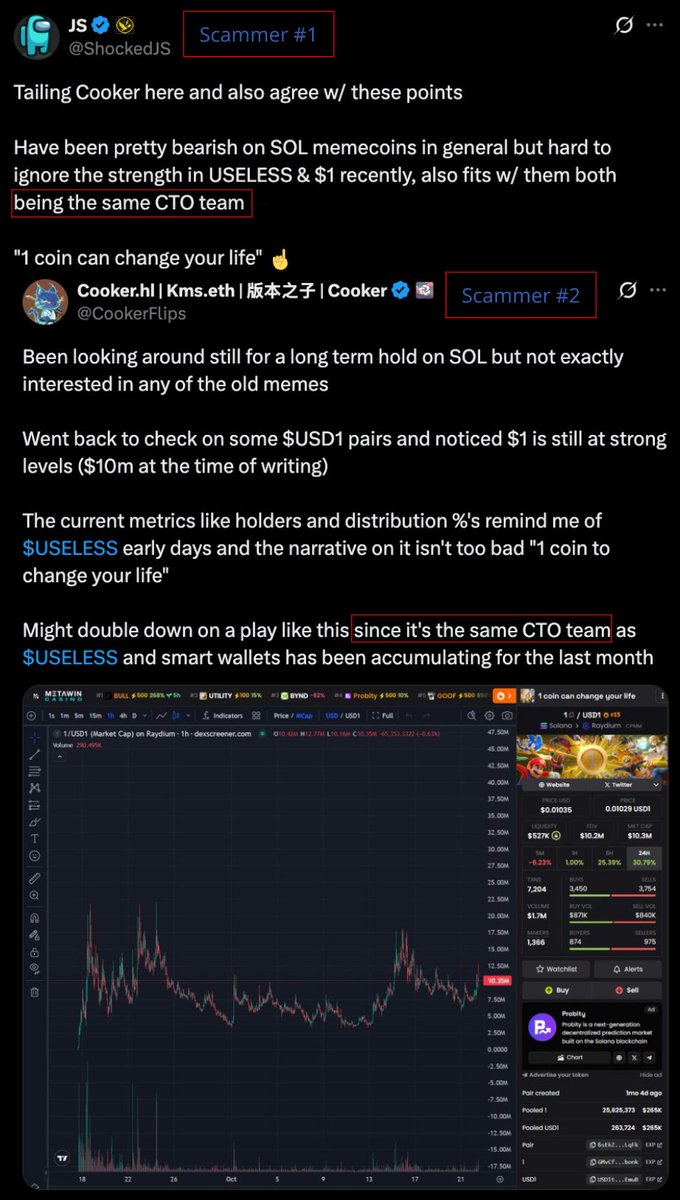 tier1haterr's tweet image. THE PAID GROUP SCAMMING CABAL STRIKES AGAIN.

Scammer #1 (@ShockedJS) and Scammer #2 (@CookerFlips) are here to shill you another bundled Bonk farm. 

This time it&apos;s $1, a coin that supposedly &quot;changes your life&quot;, a narrative that’s been regurgitated for like the hundredth time.…