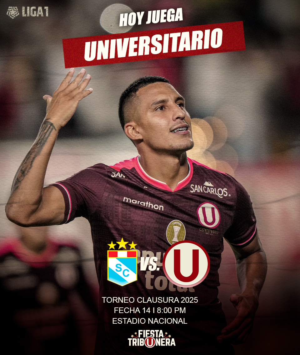 FTribUnera's tweet photo. ⚽️ ¡𝑯𝑶𝒀 𝑱𝑼𝑬𝑮𝑨 𝑼𝑵𝑰𝑽𝑬𝑹𝑺𝑰𝑻𝑨𝑹𝑰𝑶! ⚽️
📍 @ClubSCristal 🆚 𝑼𝑵𝑰𝑽𝑬𝑹𝑺𝑰𝑻𝑨𝑹𝑰𝑶
🏆 @Liga1TeApuesto        
⏰8:00 pm.
🏟 Estadio Nacional.
🗣️ "𝑪𝒐𝒏 𝒍𝒂 Ⓤ 𝒉𝒂𝒔𝒕𝒂 𝒆𝒍 𝒇𝒊𝒏𝒂𝒍"
🔝 #YDaleU #SCxU https://t.co/nMoADxmKUM