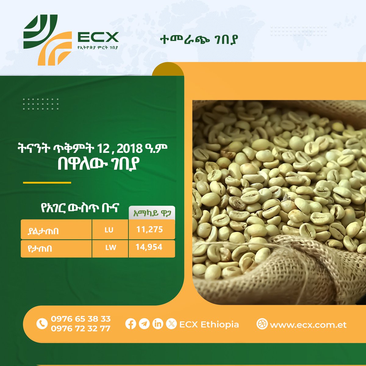 የግብርና ምርቶች የግብይት መረጃ
#Ethiopia #Commodity #Exchange (ECX)
#Commodity #Trade #Data