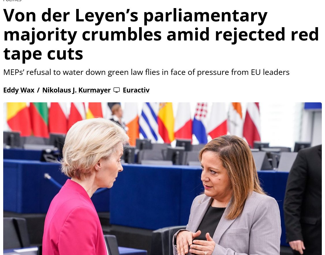 La majorité parlementaire de von der Leyen s'effondre face au rejet des allègements bureaucratiques.

Le refus des députés européens d'édulcorer la loi verte contredit la pression des dirigeants européens.