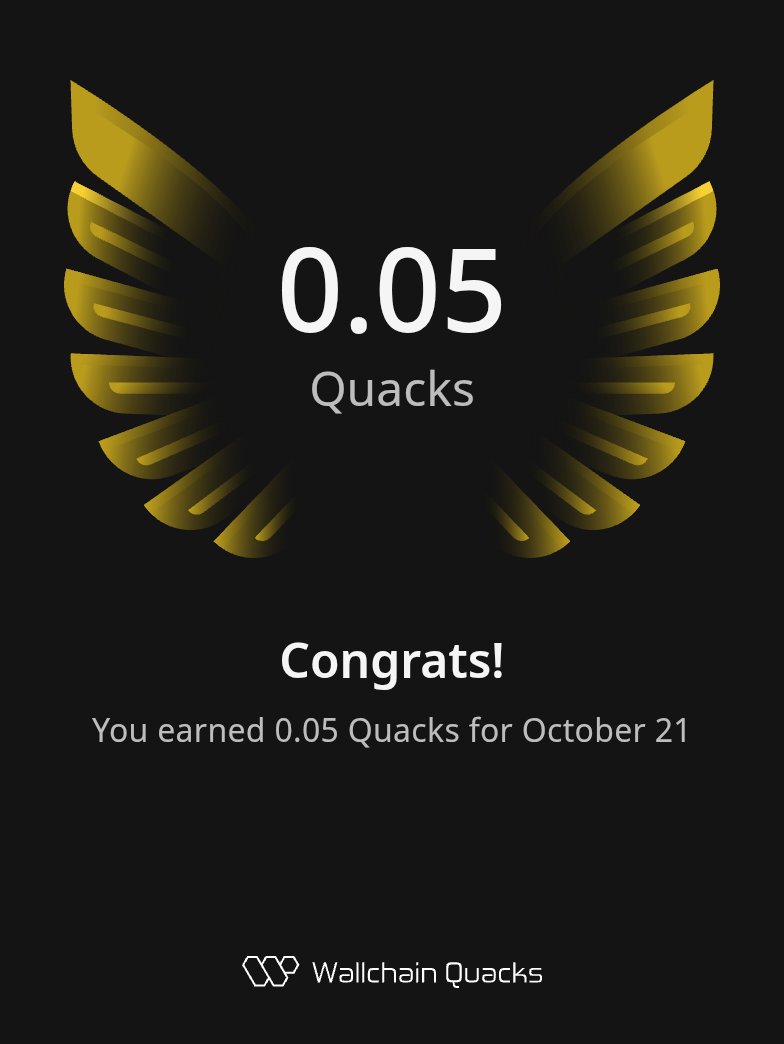 Just earned 0.05 Quacks on <a href="/wallchain/">Wallchain Quacks</a> in one day 🦆

Turn insights into rewards and climb the leaderboard 🥇

Use my referral link – quacks.app/?ref=Dasjibon1