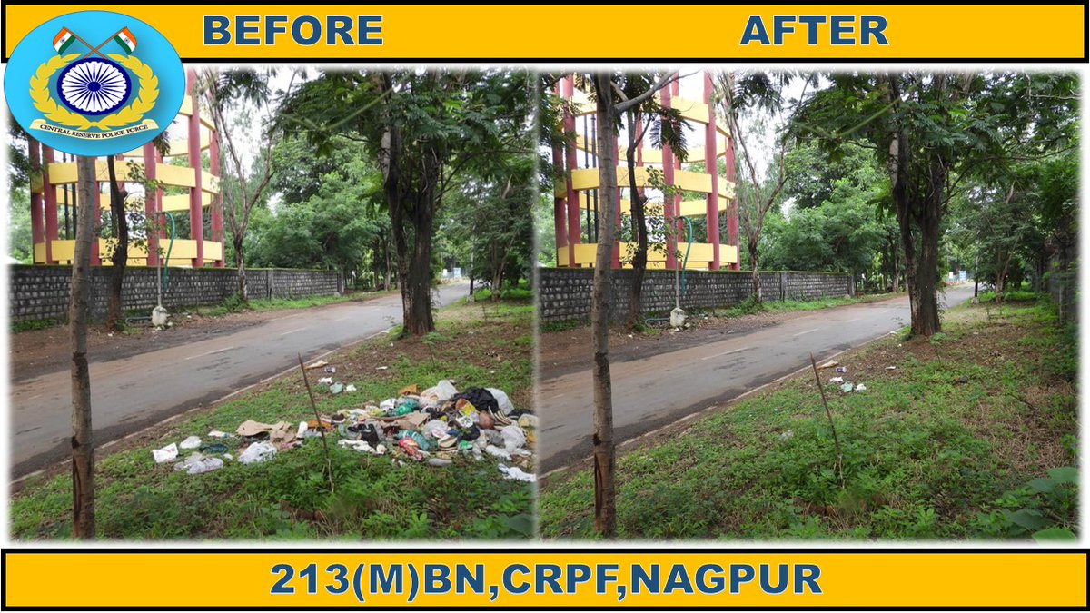 Special campaign 5.0 , Conducted a cleanliness drive in between Nag Mandir to water plant of GC CRPF ,Nagpur on 23/10/20.
 #SpecialCampaign5 
#pmoindia
<a href="/PIBHomeAffairs/">PIB - Ministry of Home Affairs</a>
@daprg_goi