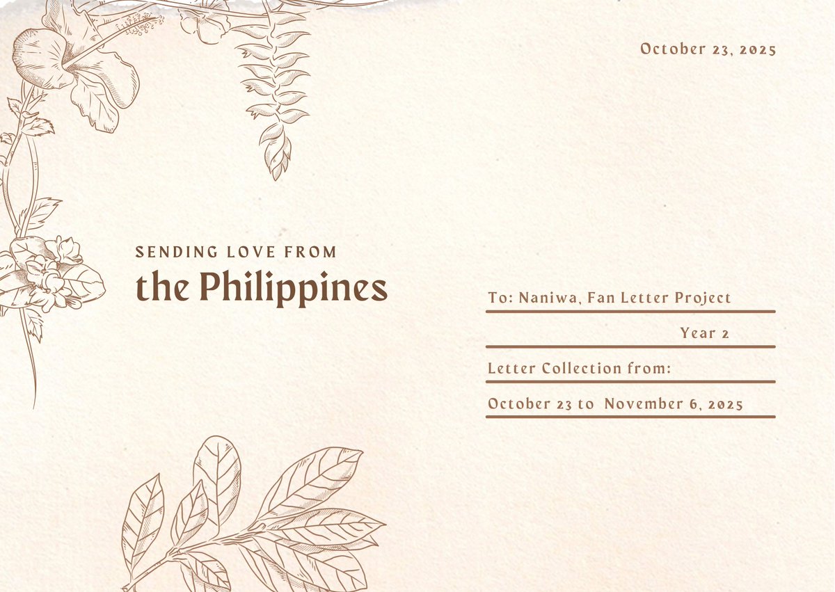 728EventsPH's tweet image. 「なにわへ ー To: Naniwa」
Fan Letter Project, Year 2

To: Naniwa Project starts again for its 2nd year. Let's show our love and appreciation to Naniwa Danshi in their upcoming debut anniversary

All Nanifams are welcome

🗓 October 23 - November 6 2025
🔗 bit.ly/ToNaniwa-PH