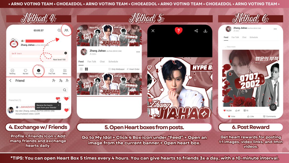 [📝] CHOEAEDOL Hearts Tutorial (Updated) 

Vote ARNO🔥
Details in Tutorial👇🏻

💟Enter invitation code when signing up and get Hearts (Important)‼️
Invitation Code: 618079F6

🔷 Drop Your Daily Hearts on Our Community Banners‼️ 
🔷 Keep Your Ever Hearts‼️

#ARNO #아르노