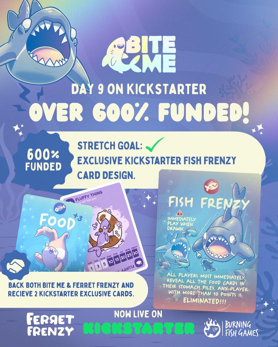 Burninfishgames's tweet image. Bite Me is over 600% funded on Kickstarter! #projectswelove #kickstarter #cardgamedevelopment