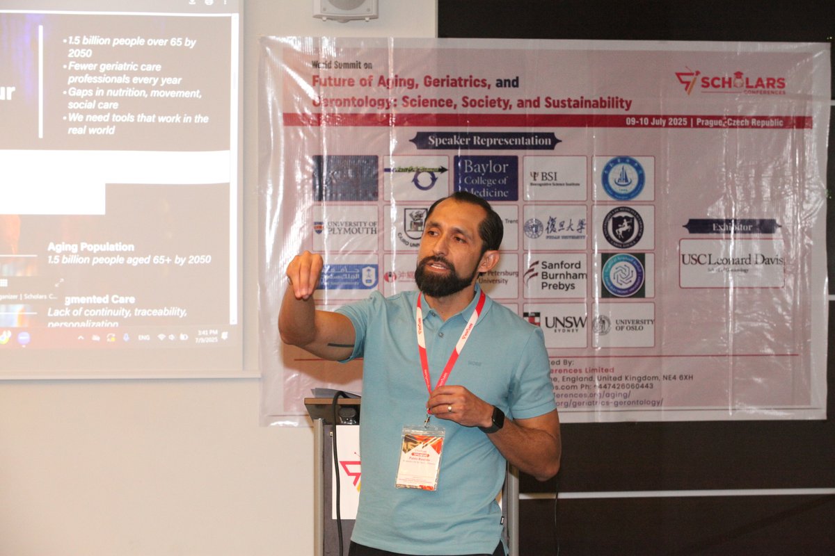 ConferenceAging's tweet image. 🎤 Honored to have Pablo Bastida (Amatista Life Sa De Cv, Mexico) speak at #WCFA2025 in Prague! 🇨🇿
🧠 “LongevAi: Intelligent Platform for Personalized Geriatric Wellness &amp;amp; Community Experience”
Thank you for inspiring innovation in #Aging &amp;amp; #Longevity! 🌍✨

@ScholarsConfer1