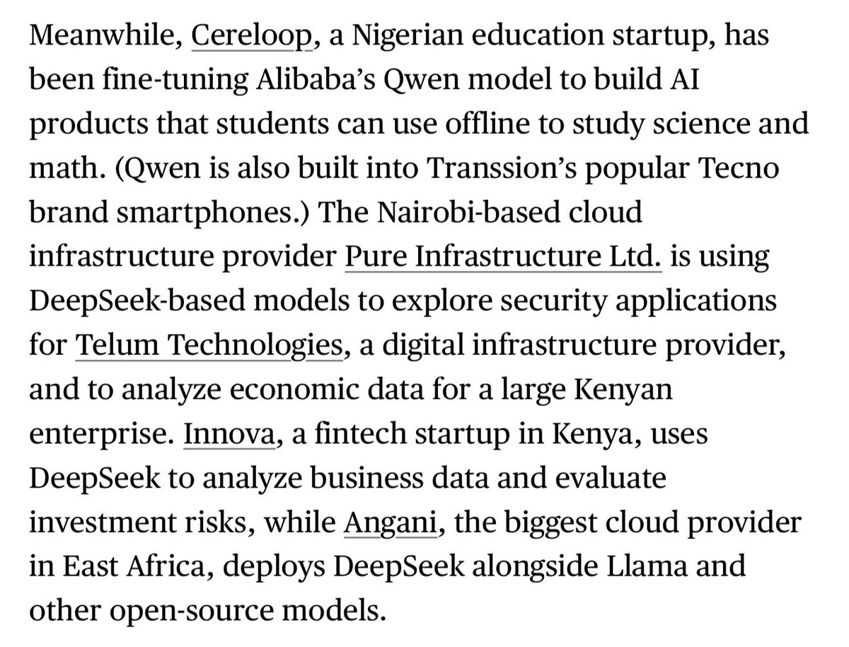 Chinese AI models are popular in Africa.

From <a href="/SarithaRai/">Saritha Rai</a> &amp; co at Bloomberg:
bloomberg.com/news/features/…
