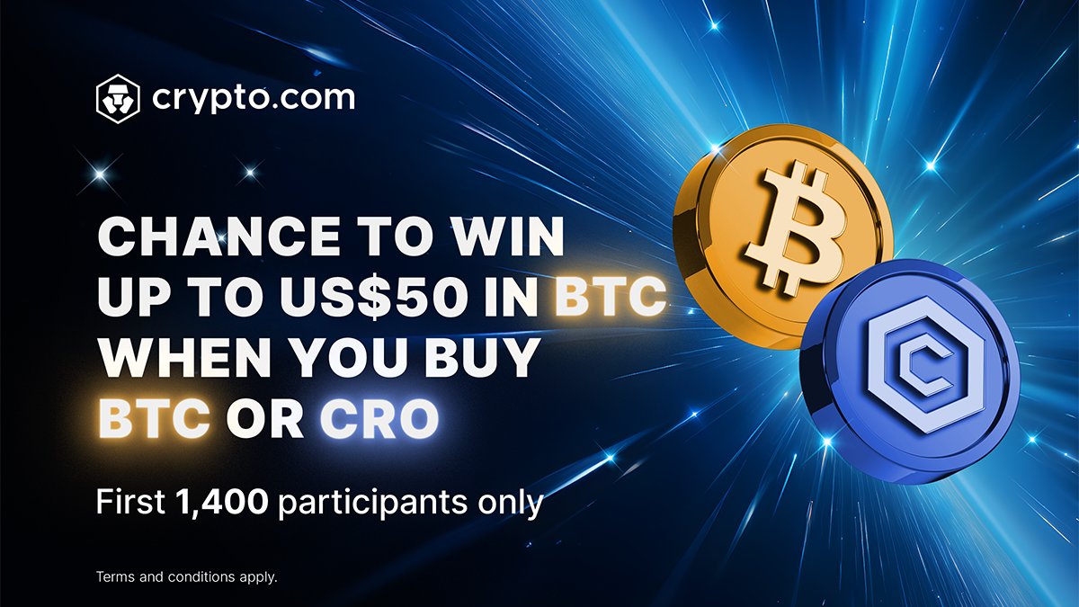 Build your $BTC and/or $CRO balances for a chance to win up to US$50 in  BTC! Buy at least US$100 of either or both tokens to qualify. There are 3  reward tiers,