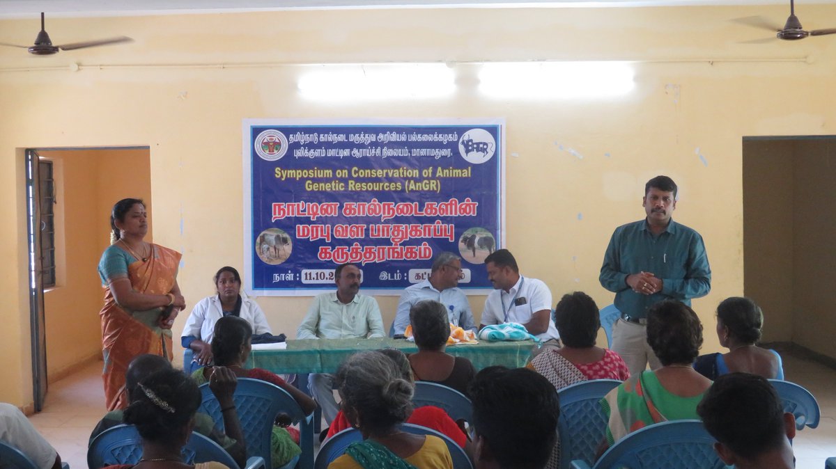 One-day farmers' symposium on Conservation of Animal Genetic Resources funded by National
Bureau of Animal Genetic Resources, Karnal at Kattikulam village, Manamadurai, organised by Pulikulam Cattle Research Station, Manamadurai, TANUVAS on 11.10.2025.