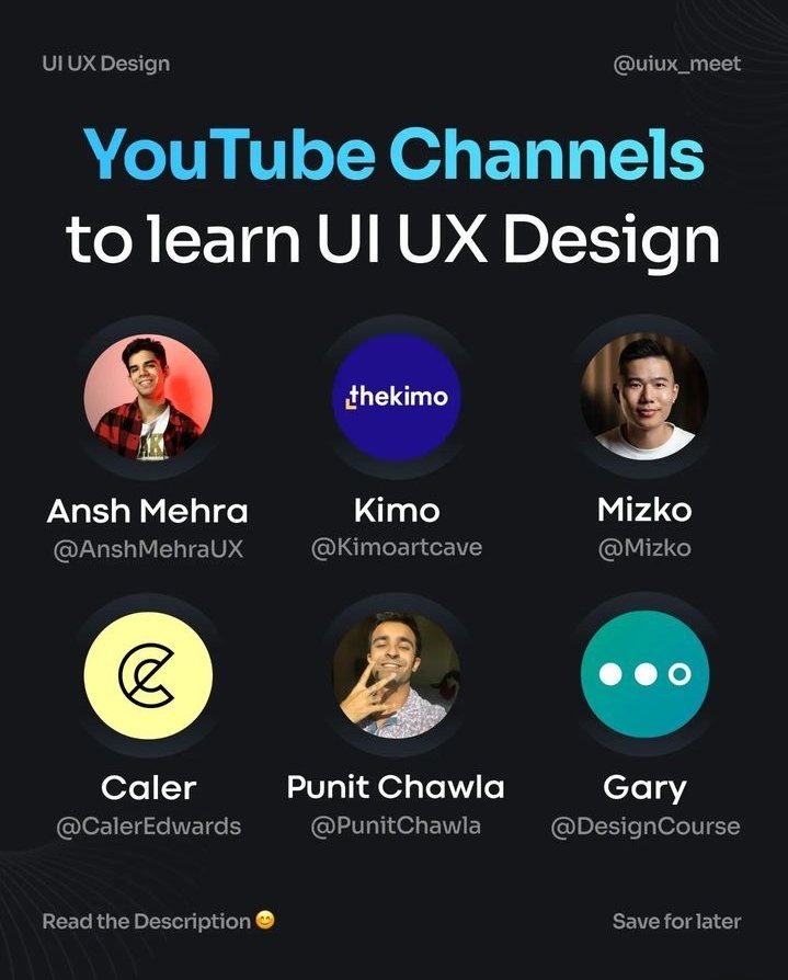 UiSavior's tweet image. Check out these top YouTube channels to master UI/UX Design! 🎨✨