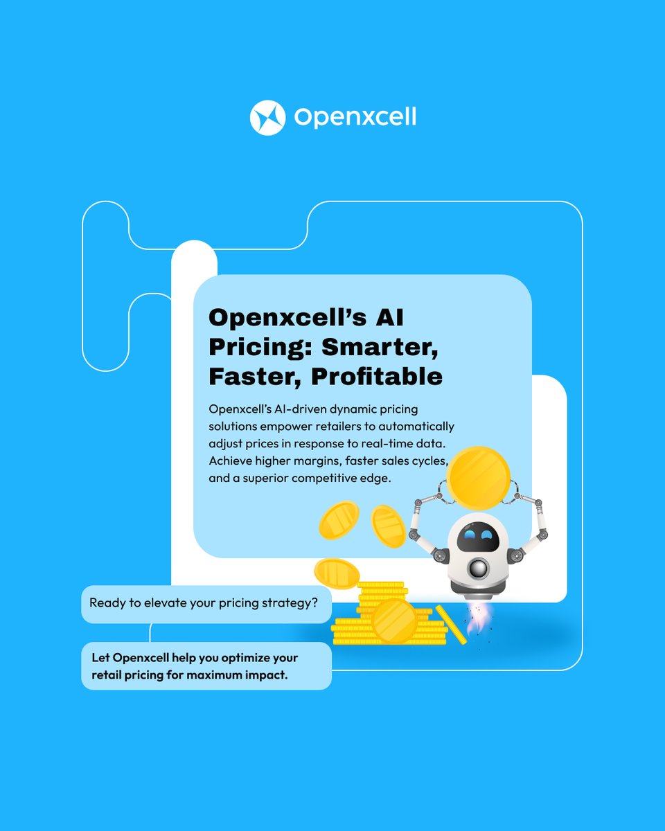 openxcell's tweet image. Openxcell’s AI-driven dynamic pricing solutions empower retailers to automatically adjust prices in response to real-time data. Achieve higher margins, faster sales cycles, and a superior competitive edge.

Ready to elevate your pricing strategy? Let Openxcell help you optimize…