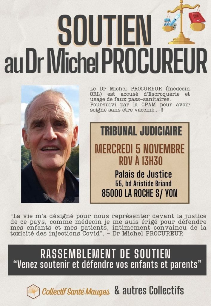 sergiodde's tweet image. Témoignage du Dr Michel Procureur.
J’ai été suspendu de mon activité de soignant de façon brutale en mai  2022 après audition par la gendarmerie de Fontenay-le-Comte pour avoir  réalisé environ une centaine de faux pass sanitaires  pour mes enfants  et mes patients qui…