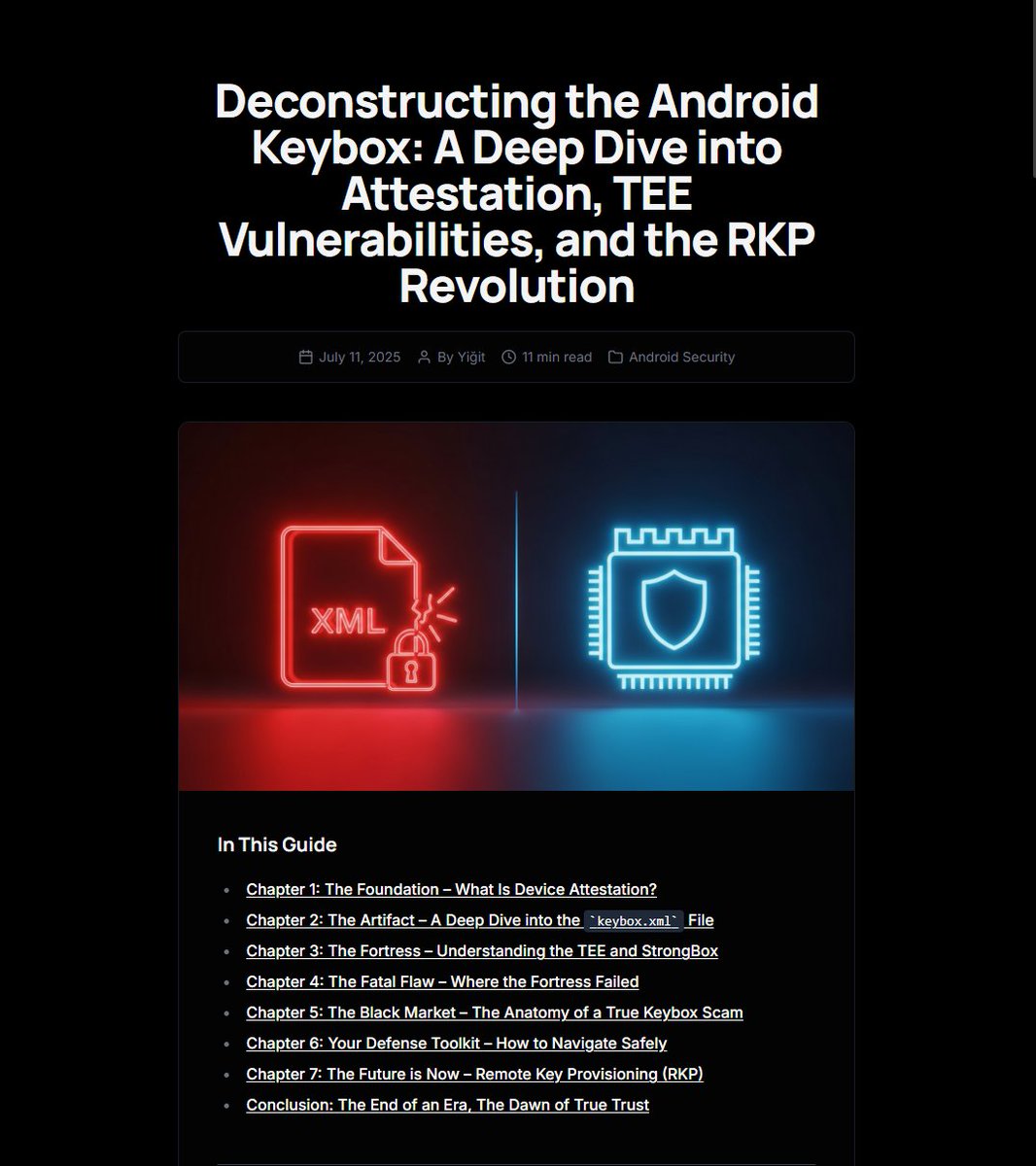 zahidoverflow's tweet image. 📲 Deconstructing the Android Keybox: A Deep Dive into Attestation, TEE Vulnerabilities, and the RKP Revolution

🔗 tryigit.dev/android-keybox…