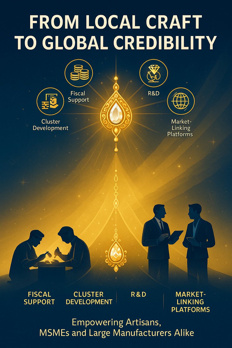 MAITRI (@maitri_ifc) on Twitter photo From Local Craft to Global Credibility
By combining fiscal support, cluster development, R&D, and dedicated market-linking platforms, the policy aims to position Maharashtra not merely as a production centre, but as a branded global destination for gems and jewellery. The outcome From Local Craft to Global Credibility
By combining fiscal support, cluster development, R&D, and dedicated market-linking platforms, the policy aims to position Maharashtra not merely as a production centre, but as a branded global destination for gems and jewellery. The outcome