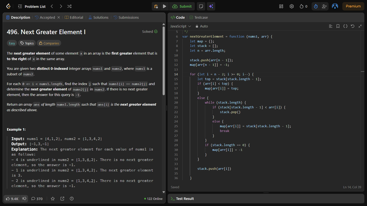 meghraj_thakre1's tweet image. Day 43 of my #DSAGrind 💻
Solved “Next Greater Element” using a monotonic stack — learned how O(n²) brute force turns into O(n) magic with smart logic 🔥
Grind continues, one problem at a time ⚡
Big thanks to @akshaymarch7 for the constant guidance
#100DaysOfCode #JavaScript