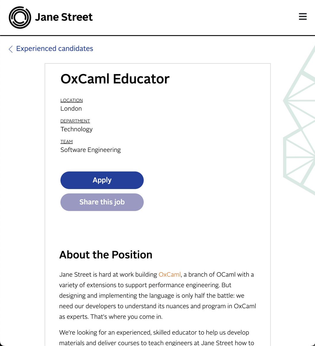 We've had an exciting couple of weeks full of opportunities to teach people about the exciting (and mildly bewildering) features of OxCaml.

And...we're looking to hire an experienced educator to help us in this work. Please share this with anyone you think might be a good fit!
