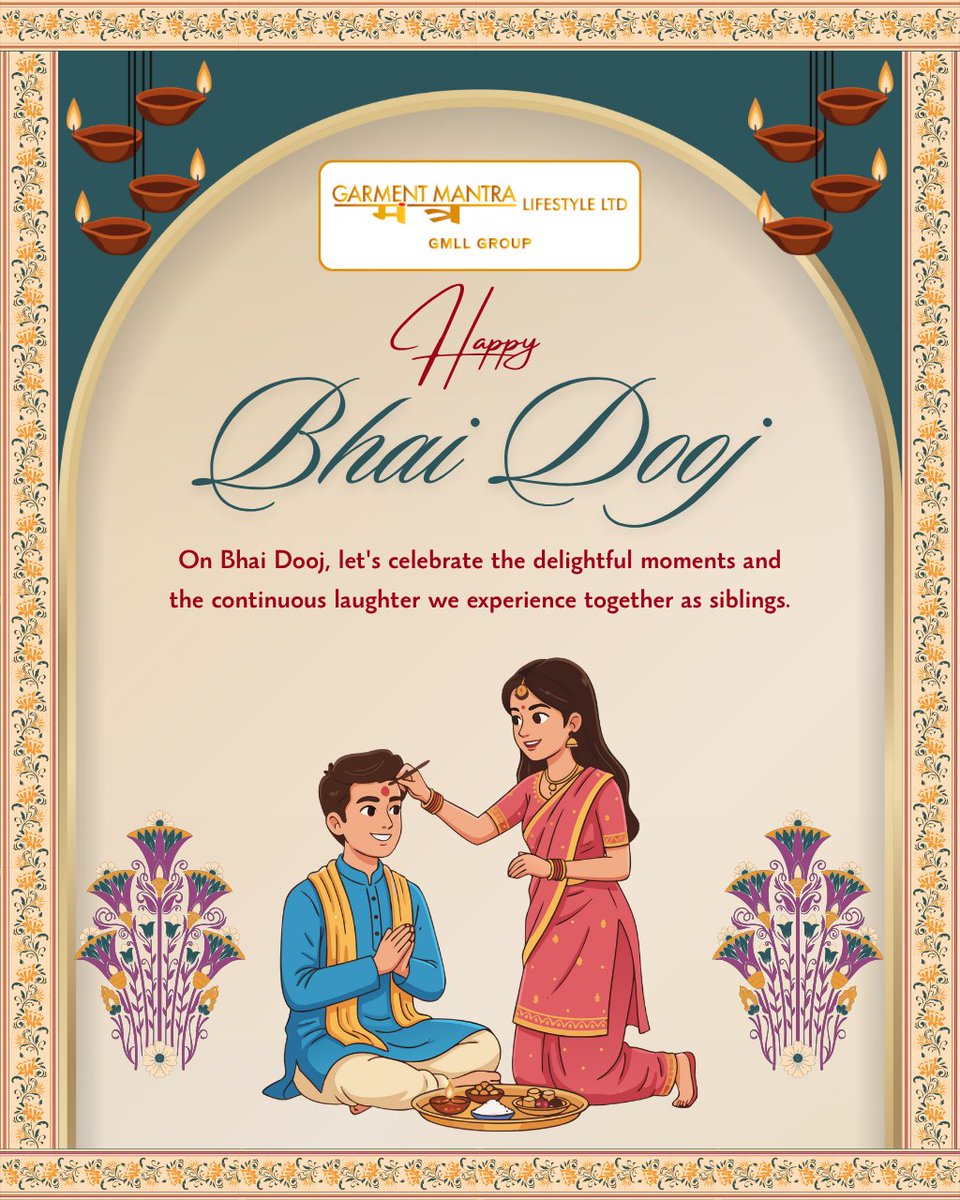 GarmentMantra's tweet photo. 💞 "Sending warm wishes on Bhai Dooj! May this day bring joy, prosperity and everlasting love between every sibling" 🌺

Garment Mantra Group wishes you all "Happy Bhai Dooj"

#HappyBhaiDooj #BhaiDooj2025 #BhaiDoojCelebration #SiblingLove #BrotherSisterBond #IndianFestivals https://t.co/K31VzUGd9n