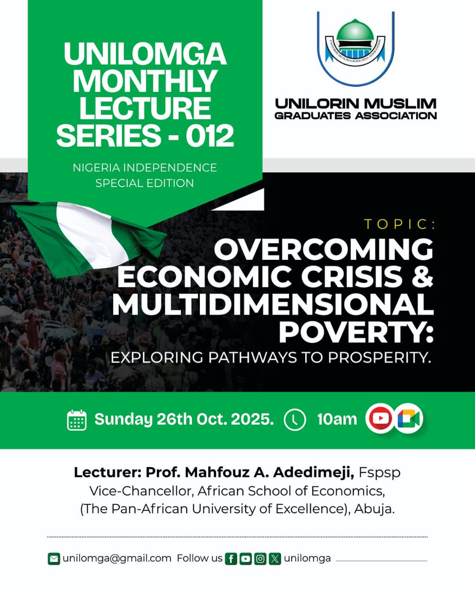 Asalamalaykum waramotullahi wabarakatuh 

Join us next Sunday for another edition of our monthly series. 

Topic: Overcoming Economic Crisis and Multidimensional Poverty: Exploring Pathways to Prosperity