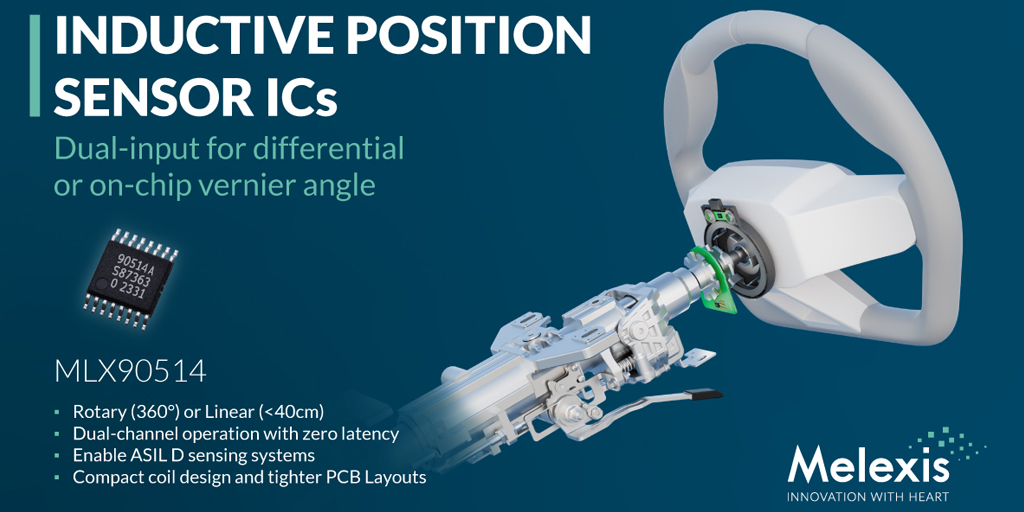 ElectronicaAzi's tweet image. Melexis presents the new MLX90514 inductive sensor that simultaneously reads two sets of coils to compute differential or vernier angles on-chip - targeted at next-generation automotive applications like steer-by-wire and torque feedback. |  More info at: international.electronica-azi.ro/melexis-presen……