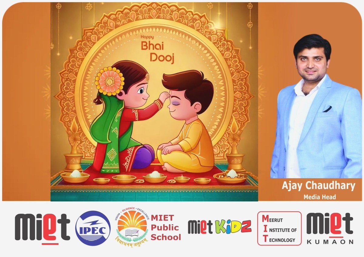 ajay_Chaudhary7's tweet photo. ✨ भाई दूज की हार्दिक शुभकामनाएं! ✨

भाई-बहन का ये प्यारा बंधन,
हर रिश्ते से बढ़कर और अनमोल है। 💫
स्नेह, विश्वास और मुस्कान का त्योहार,
भाई दूज लाए खुशियों की बौछार ❤️

#BhaiDooj #भाईदूज #BrotherSisterLove #SiblingBond #FestivalOfLove #FamilyVibes #IndianFestivals #LoveYouBhai https://t.co/LmzFdDOX7n